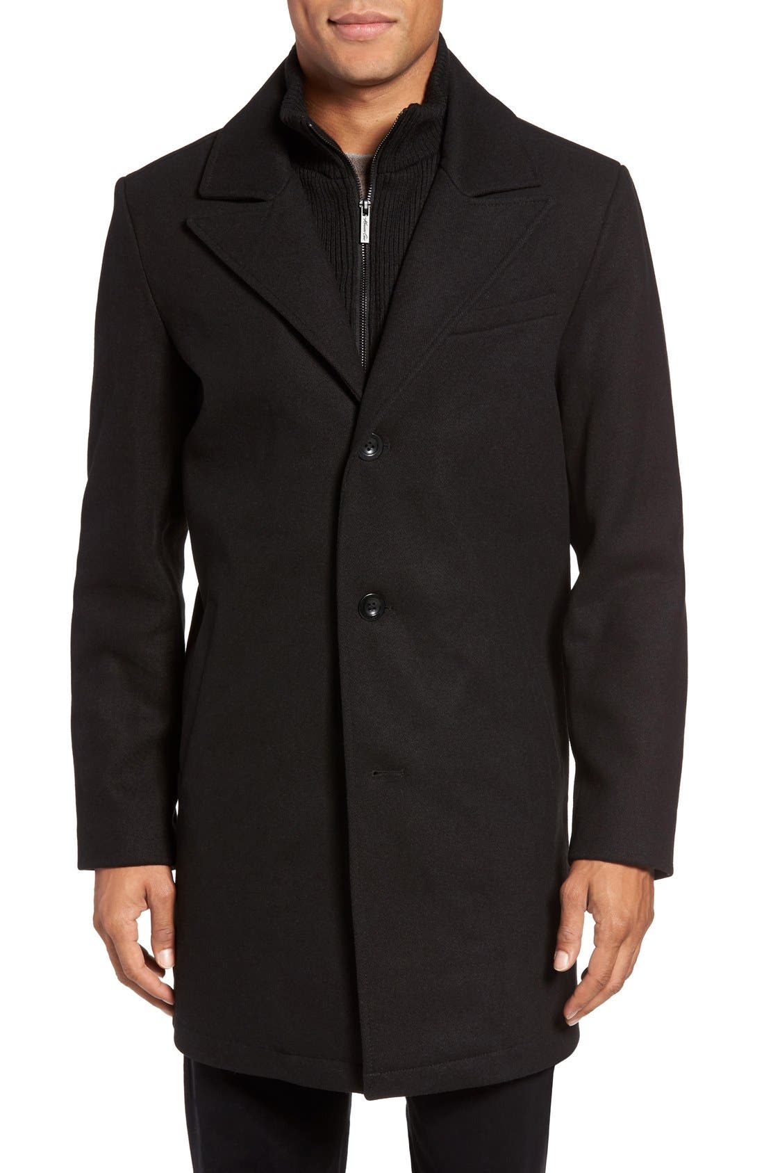 Kenneth Cole New York Mens Wool-Blend Coat with Bib